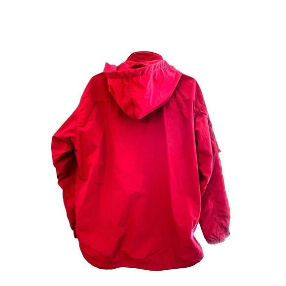 Chaps Ralph Lauren Mens Medium Red Softshell Pullover Hoodie 1/4 Zip Windbreaker - Picture 4 of 8